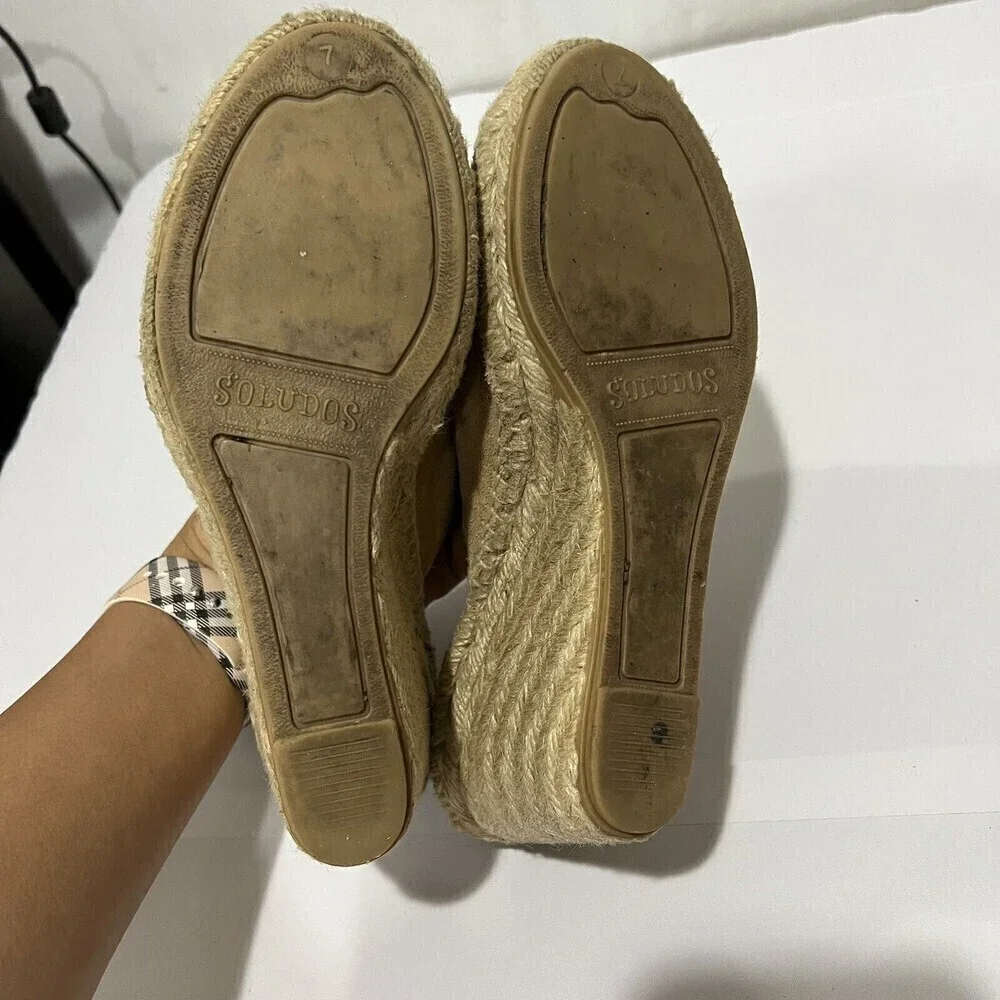 Soludos Mule Women’s open toe wedge‎ espadrilles  Slip on Cream Size US 7